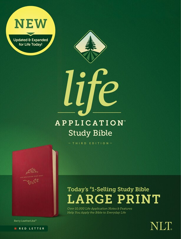 Front cover_NLT Life Application Study Bible, Third Edition, Large Print (LeatherLike, Berry, Red Letter)