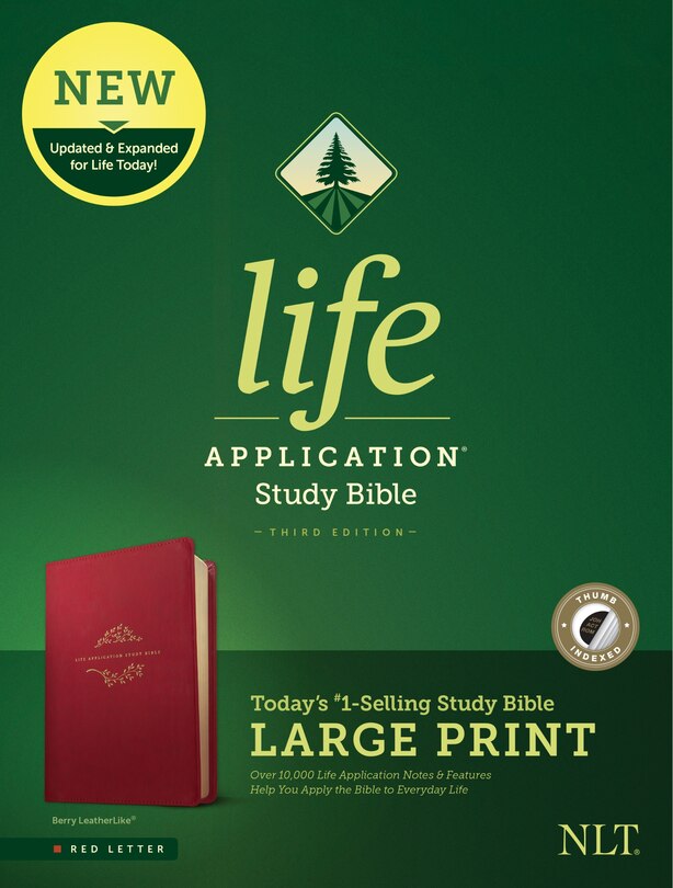 Front cover_NLT Life Application Study Bible, Third Edition, Large Print (LeatherLike, Berry, Indexed, Red Letter)