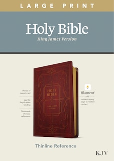 Couverture_KJV Large Print Thinline Reference Bible, Filament Enabled (LeatherLike, Ornate Burgundy, Red Letter)