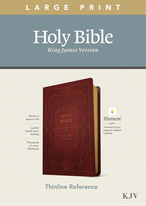 Couverture_KJV Large Print Thinline Reference Bible, Filament Enabled (LeatherLike, Ornate Burgundy, Red Letter)
