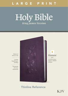 Front cover_KJV Large Print Thinline Reference Bible, Filament Enabled (LeatherLike, Floral Frame Purple, Red Letter)