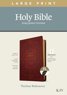 Couverture_KJV Large Print Thinline Reference Bible, Filament Enabled (LeatherLike, Ornate Burgundy, Indexed, Red Letter)