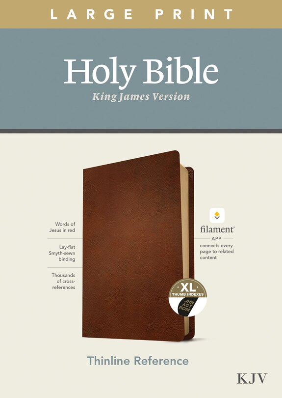 Front cover_Kjv Large Print Thinline Reference Bible, Filament Enabled Edition (red Letter, Genuine Leather, Brown, Indexed)