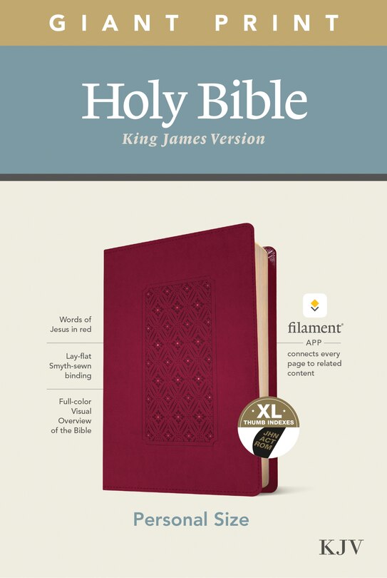 Couverture_KJV Personal Size Giant Print Bible, Filament Enabled (LeatherLike, Diamond Frame Cranberry, Indexed, Red Letter)