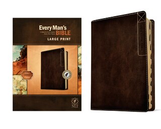 Front cover_Every Man’s Bible NLT, Large Print, Deluxe Explorer Edition (LeatherLike, Rustic Brown, Indexed)