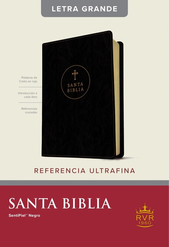 Couverture_Santa Biblia RVR60, Edición de referencia ultrafina, letra grande (SentiPiel, Negro, Índice, Letra Roja)