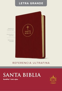 Couverture_Santa Biblia RVR60, Edición de referencia ultrafina, letra grande (SentiPiel, Café rojizo, Índice, Letra Roja)