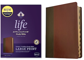 Couverture_NKJV Life Application Study Bible, Third Edition, Large Print (LeatherLike, Brown/Mahogany, Indexed, Red Letter)