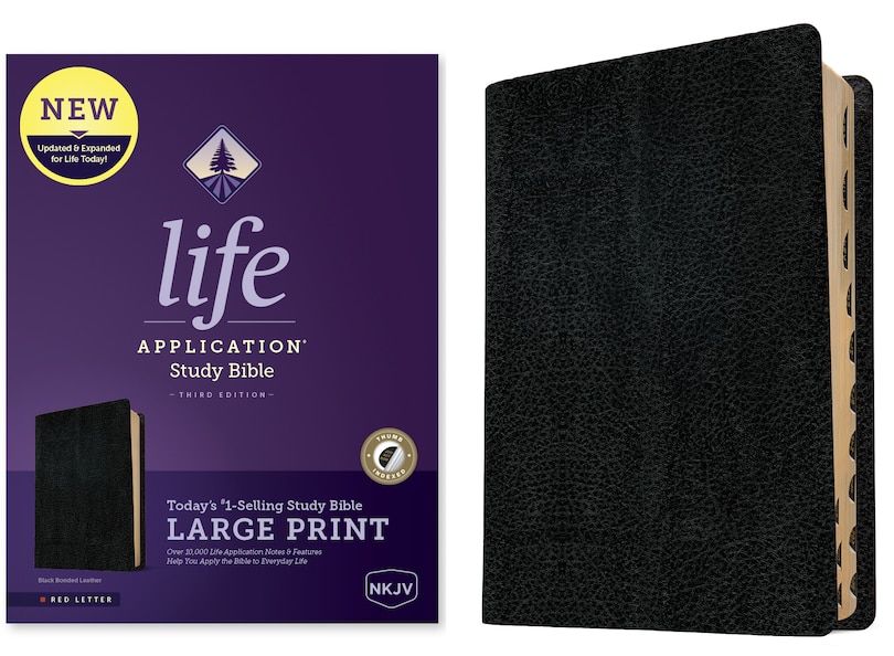 Couverture_NKJV Life Application Study Bible, Third Edition, Large Print (Bonded Leather, Black, Indexed, Red Letter)