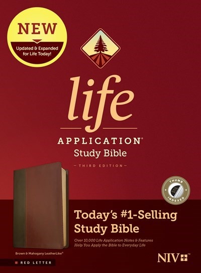 Front cover_NIV Life Application Study Bible, Third Edition (LeatherLike, Brown/Mahogany, Indexed, Red Letter)