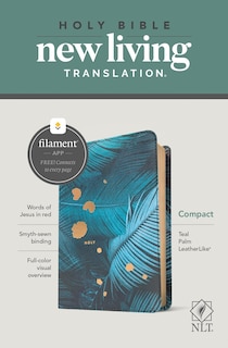 Front cover_NLT Compact Bible, Filament Enabled (LeatherLike, Teal Palm, Red Letter)