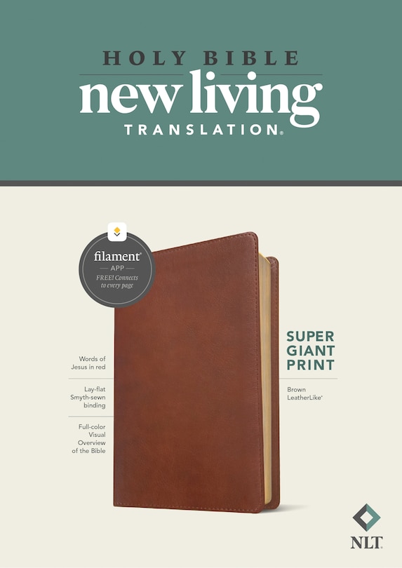 Front cover_NLT Super Giant Print Bible, Filament Enabled (LeatherLike, Brown, Red Letter)
