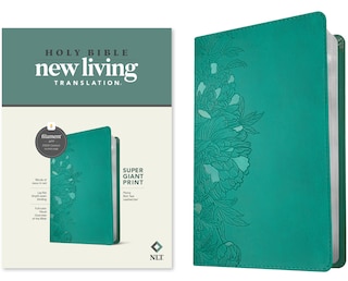 Front cover_NLT Super Giant Print Bible, Filament Enabled (LeatherLike, Peony Rich Teal, Red Letter)