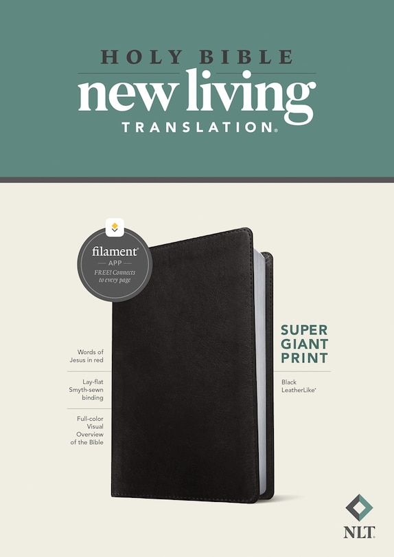 Front cover_NLT Super Giant Print Bible, Filament Enabled (LeatherLike, Black, Red Letter)
