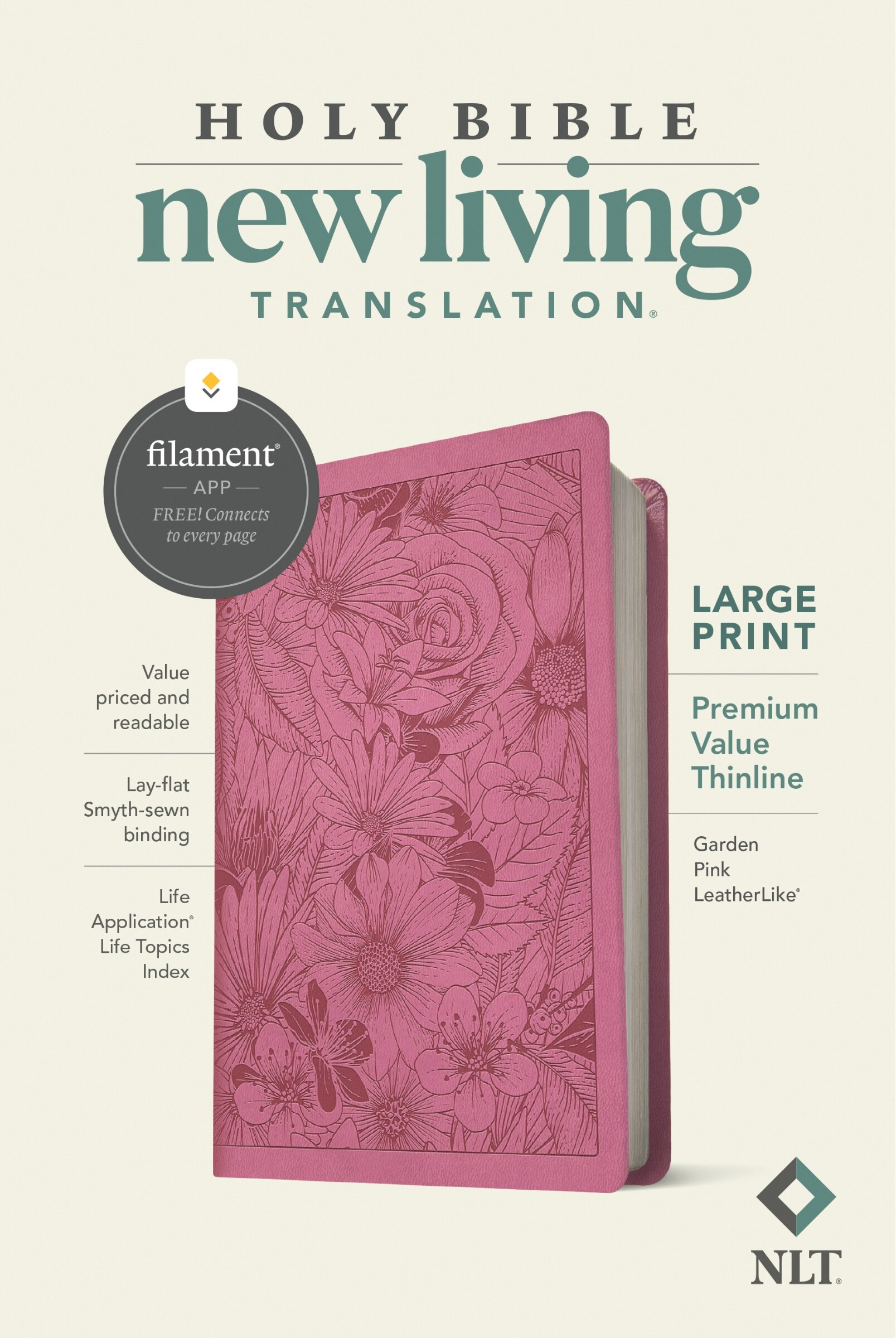 Nlt Large Print Premium Value Thinline Bible, Filament Enabled