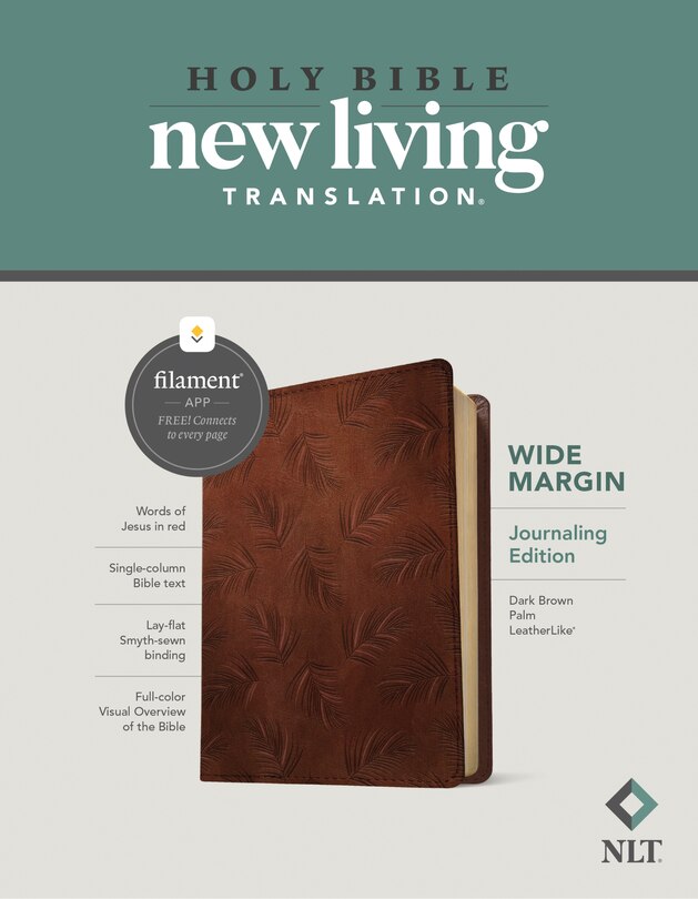 Front cover_NLT Wide Margin Bible, Filament Enabled (LeatherLike, Dark Brown Palm, Red Letter)