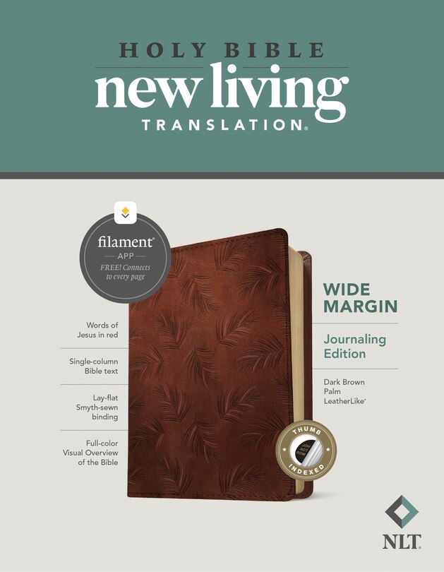 Couverture_NLT Wide Margin Bible, Filament Enabled (LeatherLike, Dark Brown Palm, Indexed, Red Letter)