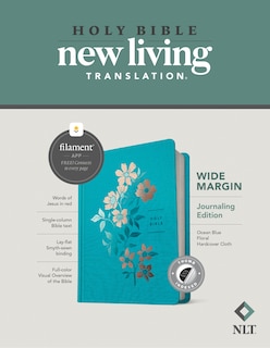 Couverture_NLT Wide Margin Bible, Filament Enabled (Hardcover Cloth, Ocean Blue Floral, Indexed, Red Letter)