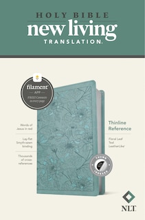 Couverture_NLT Thinline Reference Bible, Filament Enabled (LeatherLike, Floral Leaf Teal, Indexed, Red Letter)