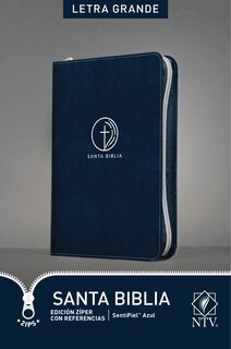 Couverture_Santa Biblia NTV, Edición zíper con referencias, letra grande (SentiPiel, Azul, Letra Roja)