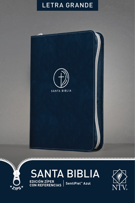 Couverture_Santa Biblia NTV, Edición zíper con referencias, letra grande (SentiPiel, Azul, Letra Roja)