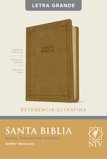 Couverture_Santa Biblia NTV, Edición de referencia ultrafina, letra grande (SentiPiel, Marrón claro, Letra Roja)