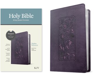 Front cover_KJV Thinline Reference Bible, Filament Enabled (LeatherLike, Floral Frame Purple, Red Letter)