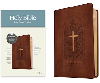 Couverture_KJV Thinline Reference Bible, Filament Enabled (LeatherLike, Reverent Cross Dark Brown, Red Letter)