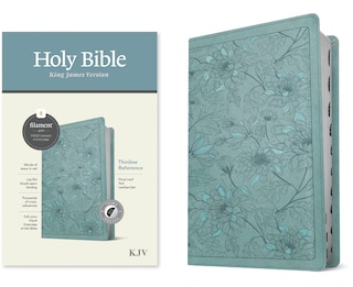 Front cover_KJV Thinline Reference Bible, Filament Enabled (LeatherLike, Floral Leaf Teal, Indexed, Red Letter)
