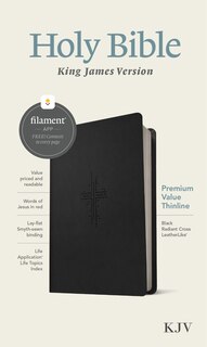 Front cover_KJV Premium Value Thinline Bible, Filament Enabled (LeatherLike, Black Radiant Cross, Red Letter)
