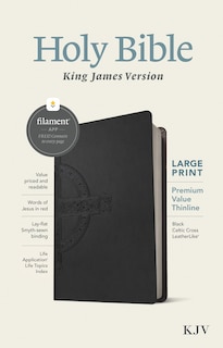 Front cover_KJV Large Print Premium Value Thinline Bible, Filament Enabled (LeatherLike, Black Celtic Cross, Red Letter)