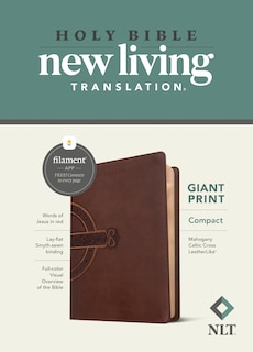 Front cover_NLT Compact Giant Print Bible, Filament Enabled (LeatherLike, Mahogany Celtic Cross, Red Letter)