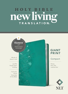 Front cover_NLT Compact Giant Print Bible, Filament Enabled (LeatherLike, Peony Rich Teal, Red Letter)