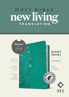 Front cover_NLT Compact Giant Print Bible, Filament Enabled (LeatherLike, Peony Rich Teal, Indexed, Red Letter)