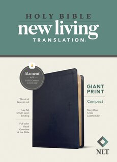 Couverture_NLT Compact Giant Print Bible, Filament Enabled (LeatherLike, Navy Blue Cross, Red Letter)