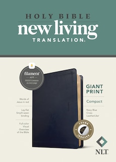 Front cover_NLT Compact Giant Print Bible, Filament Enabled (LeatherLike, Navy Blue Cross, Indexed, Red Letter)