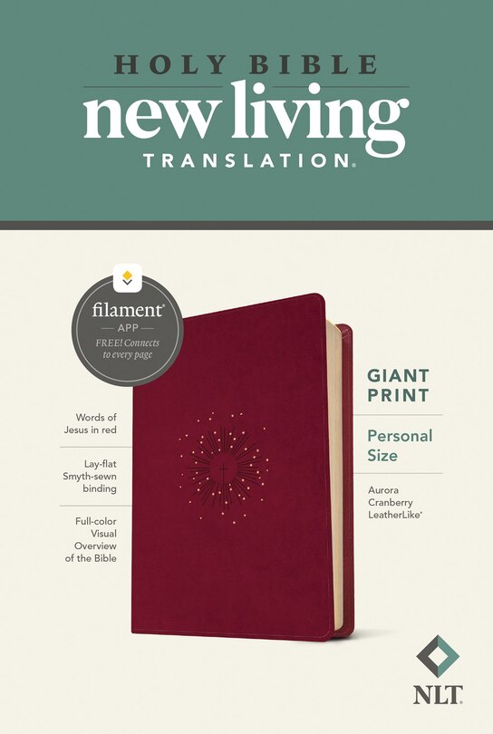 Couverture_NLT Personal Size Giant Print Bible, Filament Enabled (LeatherLike, Aurora Cranberry, Red Letter)