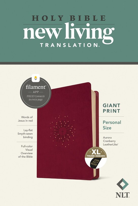 Couverture_NLT Personal Size Giant Print Bible, Filament Enabled (LeatherLike, Aurora Cranberry, Indexed, Red Letter)