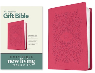 Front cover_Premium Gift Bible NLT (LeatherLike, Very Berry Pink Vines, Red Letter)