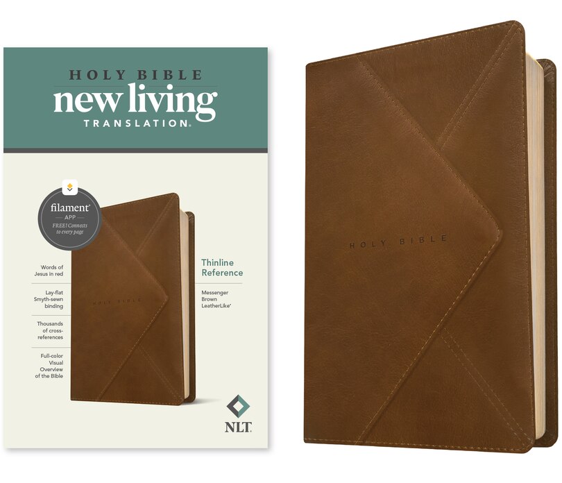 Couverture_NLT Thinline Reference Bible, Filament Enabled (LeatherLike, Messenger Brown, Red Letter)