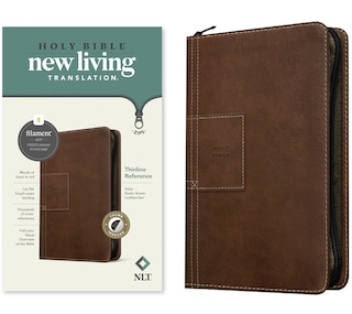 Couverture_NLT Thinline Reference Zipper Bible, Filament Enabled (LeatherLike, Atlas Rustic Brown, Indexed, Red Letter)