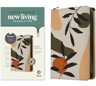 Front cover_NLT Thinline Reference Zipper Bible, Filament Enabled (LeatherLike, Sunset Branches , Indexed, Red Letter)
