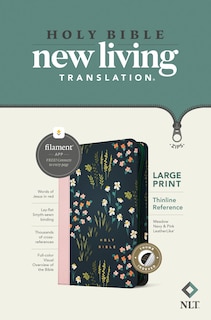 Front cover_NLT Large Print Thinline Reference Zipper Bible, Filament Enabled (LeatherLike, Meadow Navy & Pink , Indexed, Red Letter)