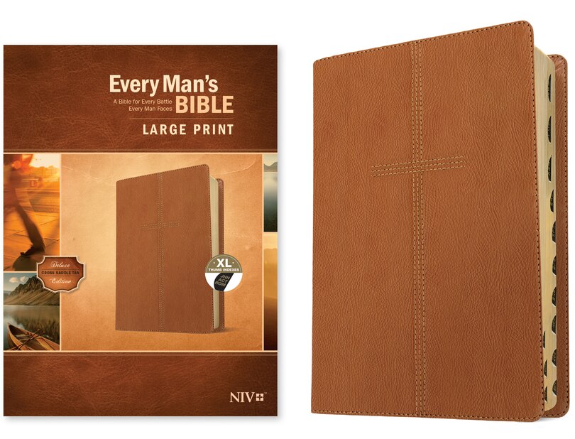 Couverture_Every Man's Bible NIV, Large Print (LeatherLike, Cross Saddle Tan, Indexed)