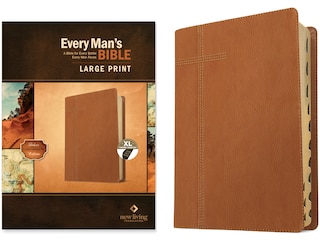 Front cover_Every Man's Bible NLT, Large Print (LeatherLike, Pursuit Saddle Tan, Indexed)