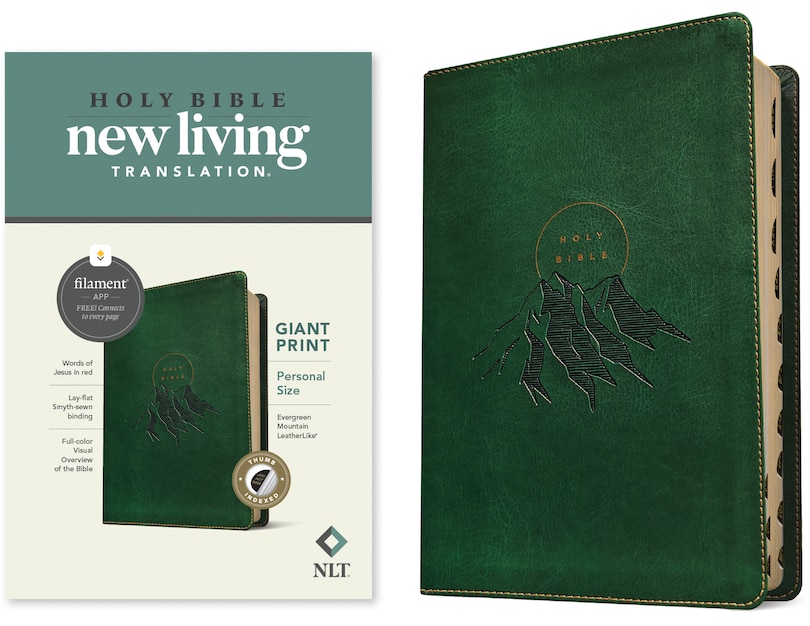 Couverture_NLT Personal Size Giant Print Bible, Filament Enabled (LeatherLike, Evergreen Mountain , Indexed, Red Letter)