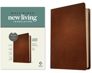 Front cover_NLT Large Print Thinline Reference Bible, Filament Enabled (Genuine Leather, Brown, Red Letter)