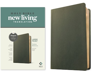 Front cover_NLT Large Print Thinline Reference Bible, Filament Enabled (Genuine Leather, Olive Green, Red Letter)