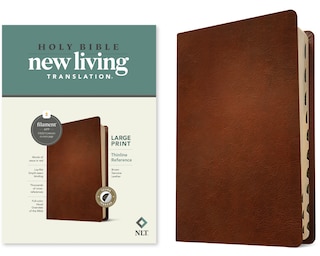 Front cover_NLT Large Print Thinline Reference Bible, Filament Enabled (Genuine Leather, Brown, Indexed, Red Letter)