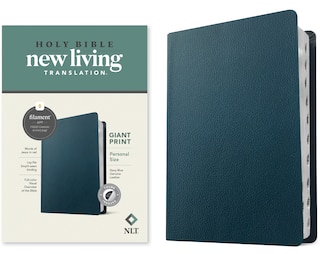 Front cover_NLT Personal Size Giant Print Bible, Filament Enabled (Genuine Leather, Navy Blue, Indexed, Red Letter)